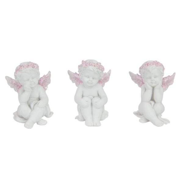 Sitting Cherub With Pink Glitter - 6cm