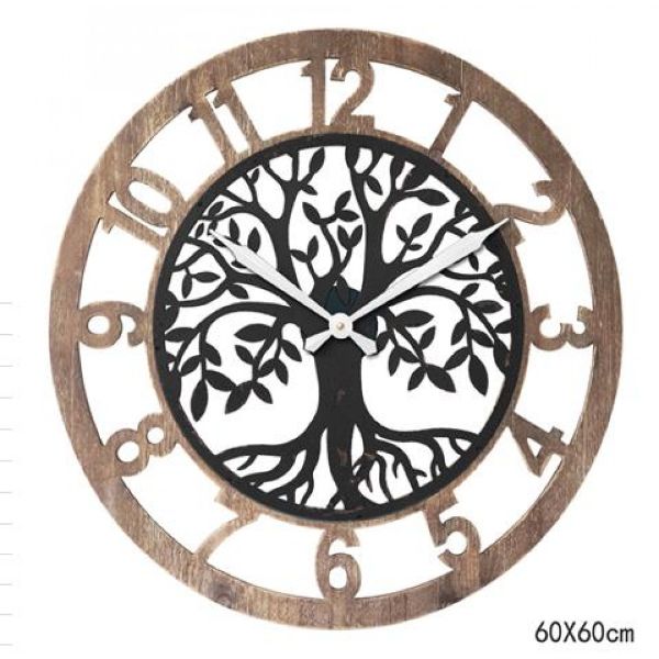Round Iron & Wood Clock - 60cm