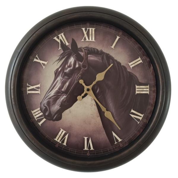Antique Black Horse Clock - 40cm
