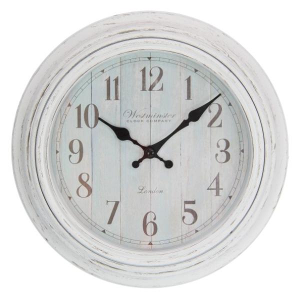 Small White Washed Wall Clock - 23cm
