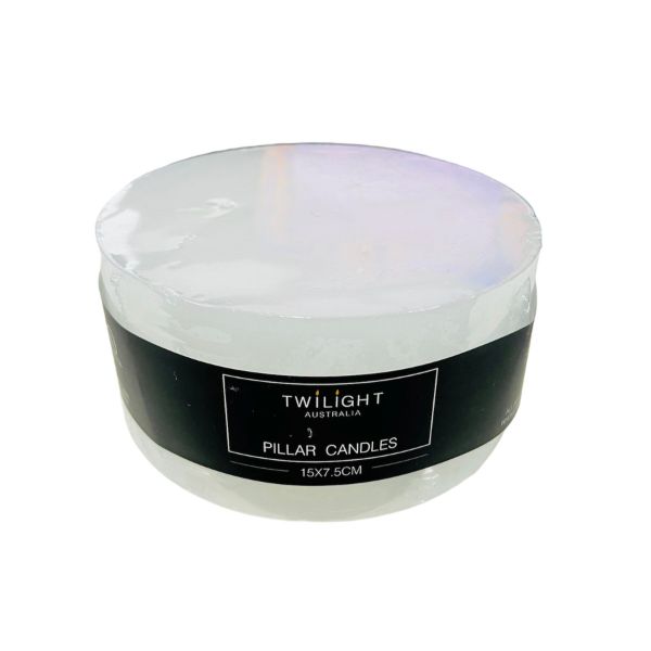 White Twilight Pillar Candle - 15cm x 7.5cm