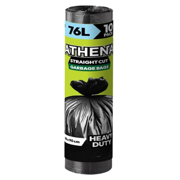 10 Pack Heavy Duty Black Garbage Bag - 76L