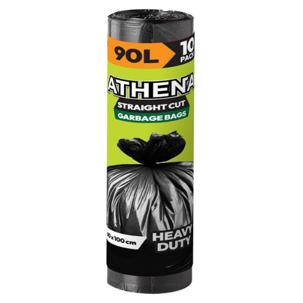 10 Pack Heavy Duty Black Garbage Bag - 90L