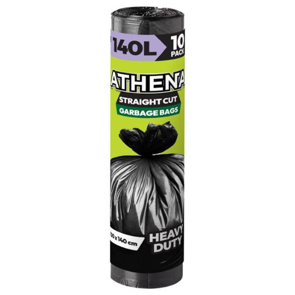 10 Pack Heavy Duty Black Garbage Bag - 140L