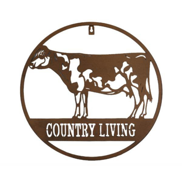 Rustic Country Living Cow Wall Art - 39cm