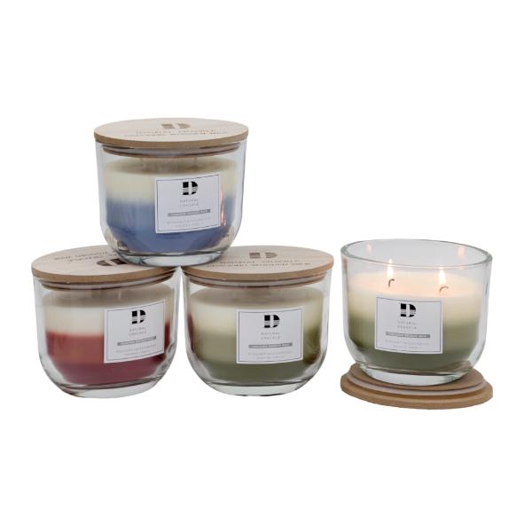 3 Layer Glass Jar Candle With Lid - 12.5cm x 10.2cm