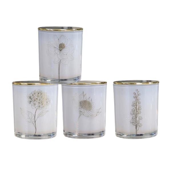 Foiled Botanical Flower Scented Candle - 8cm x 9cm