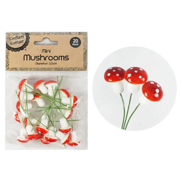20 Pack Mini Mushrooms - 1.5cm