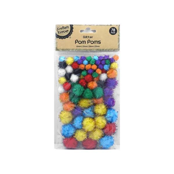 78 Pack Multi Glitter Pompom
