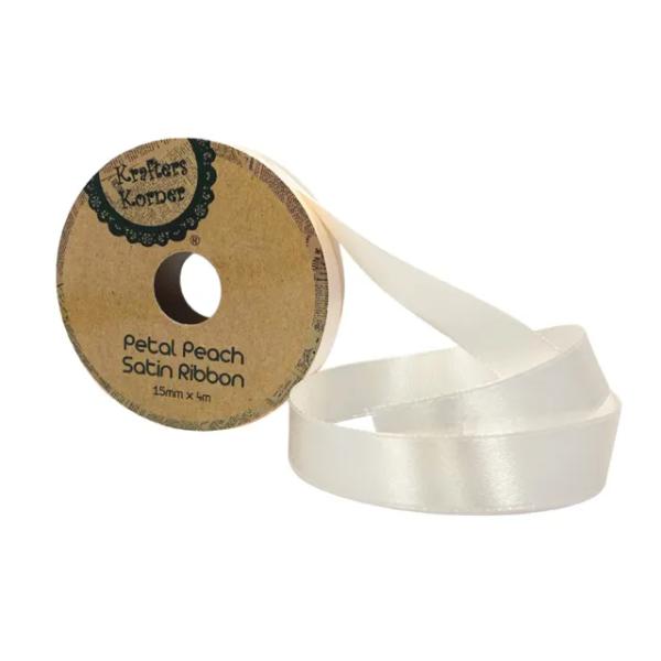 Petal Peach Satin Ribbon - 1.5cm x 400cm