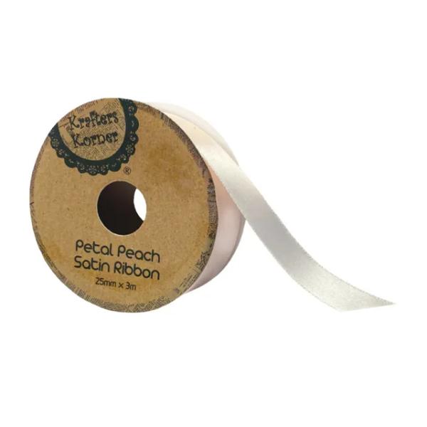 Petal Peach Satin Ribbon - 2.5cm x 300cm