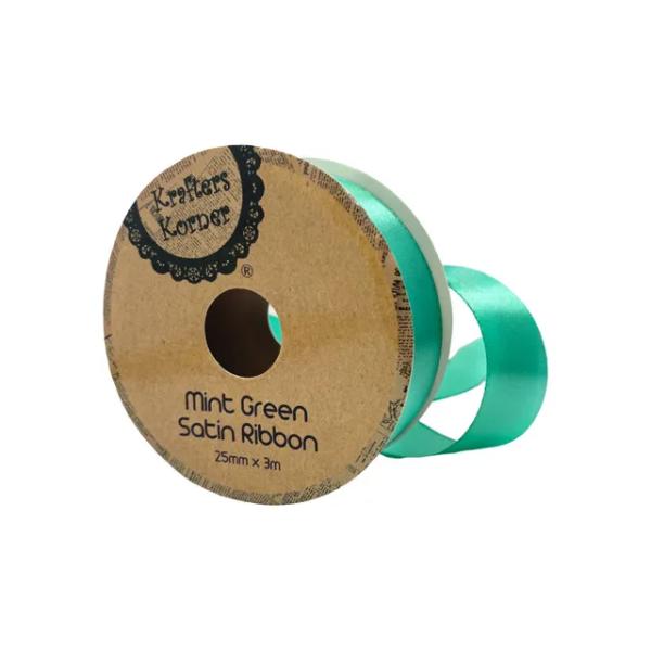 Mint Green Satin Ribbon - 2.5cm x 300cm