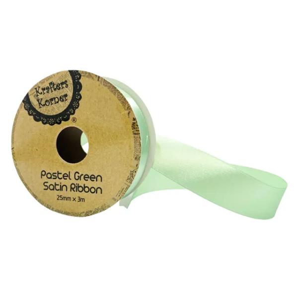 Pastel Green Satin Ribbon - 2.5cm x 300cm