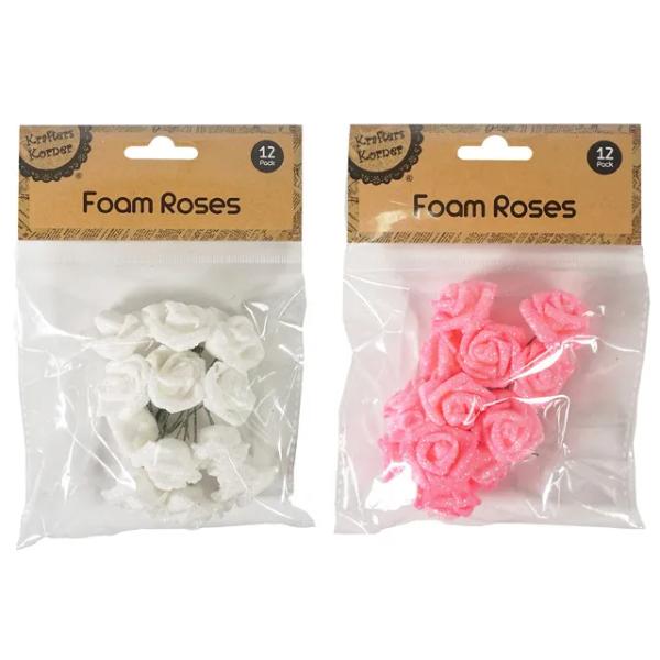 12 Pack Foam Roses - 3cm