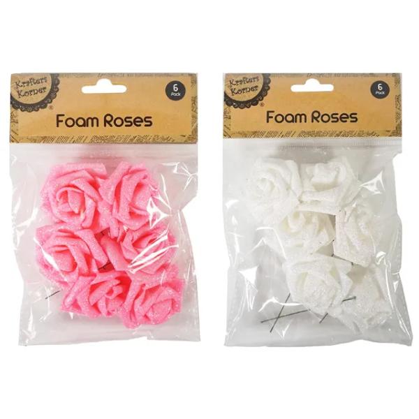 6 Pack Foam Roses - 5.5cm