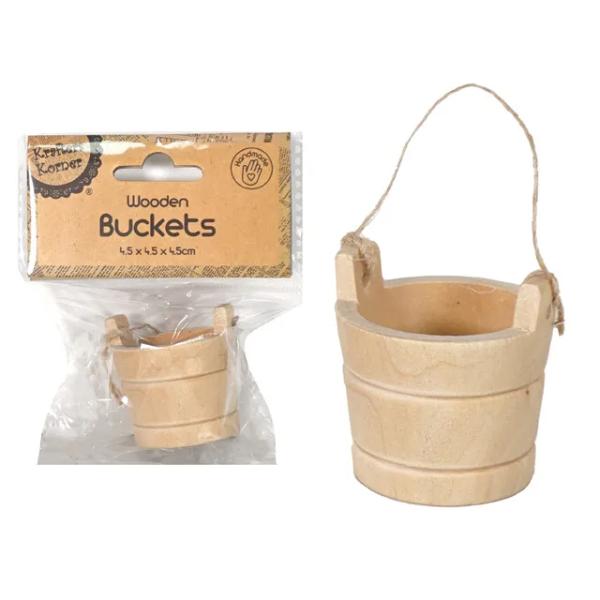 Natural Handmade Wooden Bucket - 4.5cm x 4.5cm x 4.5cm