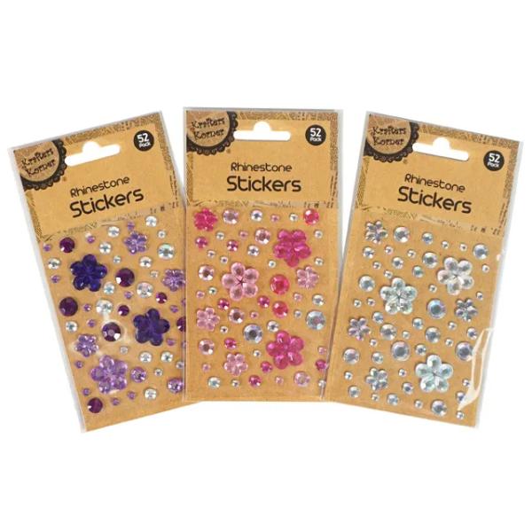 Assorted Flower Rhinestone Stickers - 10cm x 7.5cm