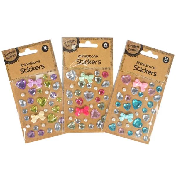 Assorted Bows Rhinestone Stickers - 10cm x 7.5cm