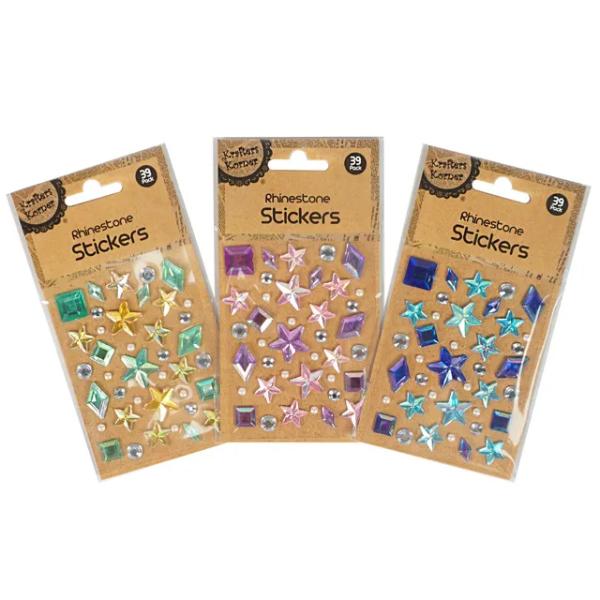 Assorted Stars Rhinestone Stickers - 10cm x 7.5cm