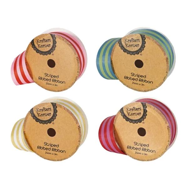 Colour Striped Ribbon - 2.5cm x 300cm