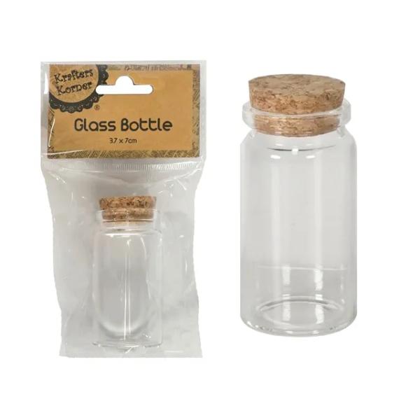 Clear Craft Bottle With Cork Lid - 3.7cm x 7cm