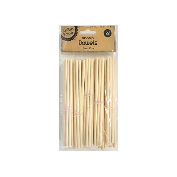 50 Pack Craft Dowels - 15cm x 0.5cm
