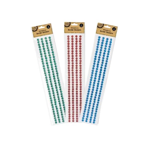 4 Rows Rhinestone Border Sticker - 0.7cm