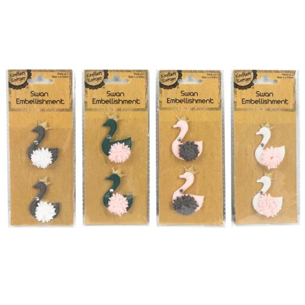 2 Pack Decorative Swan - 4cm x 5.5cm