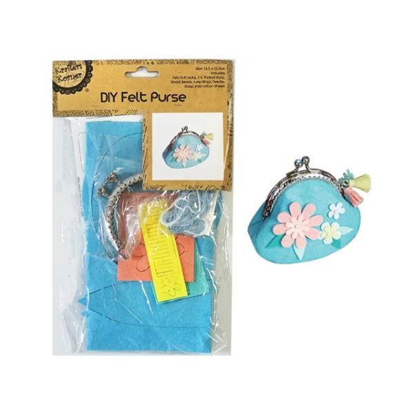 DIY Felt Purse With Flowers - 11.5cm x 11.5cm