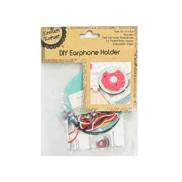 DIY Donut Felt Earphone Holder - 10cm x 9cm x 3cm