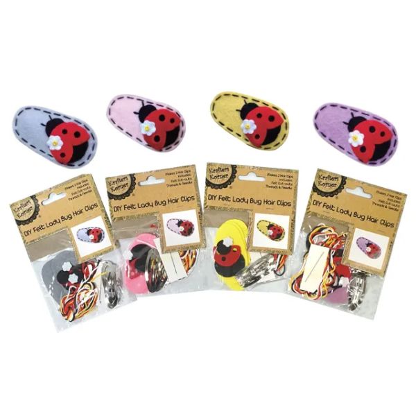 2 Pack DIY Felt Hair Clips Ladybug - 5cm x 1.7cm