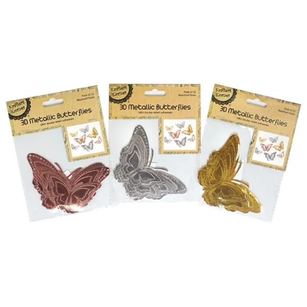 3D Metallic Butterflies