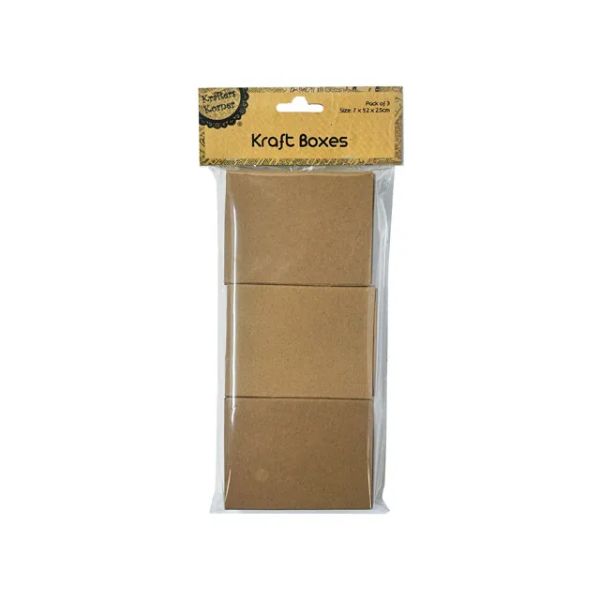 3 Pack Medium Kraft Boxes - 7cm x 9.2cm x 2.5cm