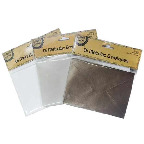 10 Pack Metallic Envelopes - 16.2cm x 11.4cm