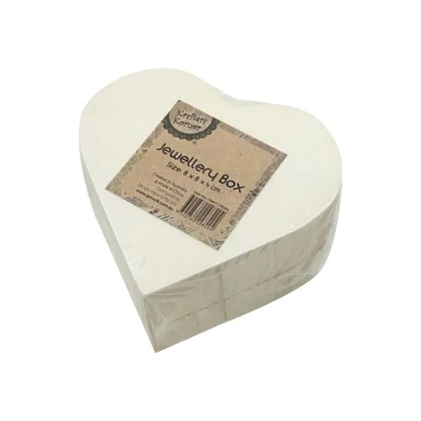 Natural Wooden Jewellery Heart Box - 8cm x 8cm x 4cm
