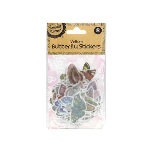 60 Pack Vellum Butterfly Stickers