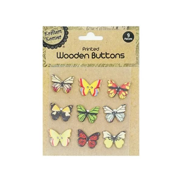 9 Pack Adhesive Printed Buttons - 2.8cm x 2.5cm