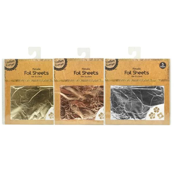 5 Pack Metallic Foil Sheets - 14cm x 14cm