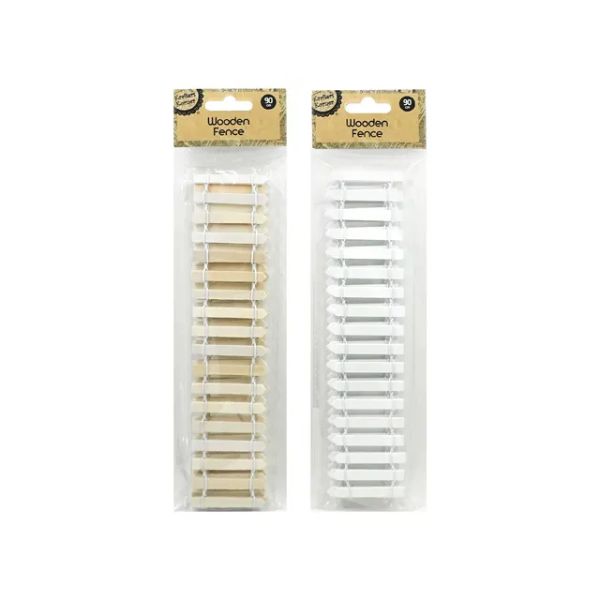 White & Natural Craft Wood Fence - 90cm x 5cm