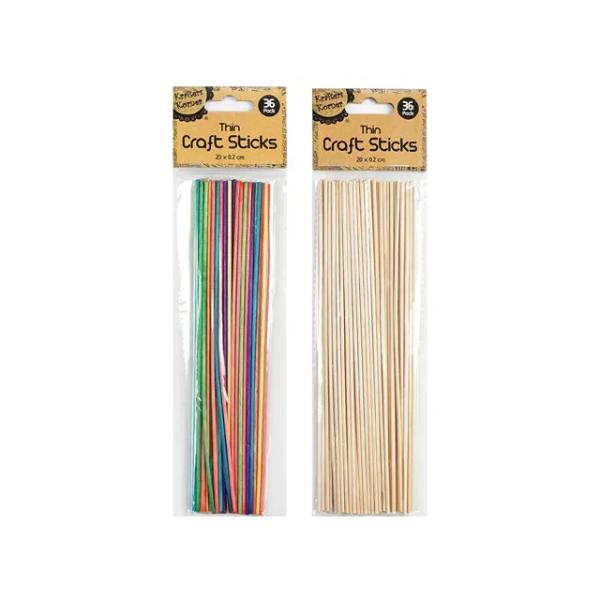 36 Pack Thin Craft Sticks - 20cm