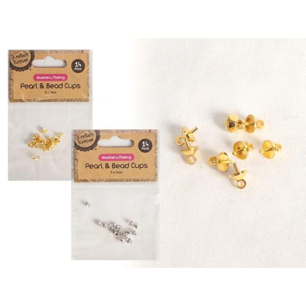 14 Pack Pearl & Bead Cups - 0.5cm x 0.7cm