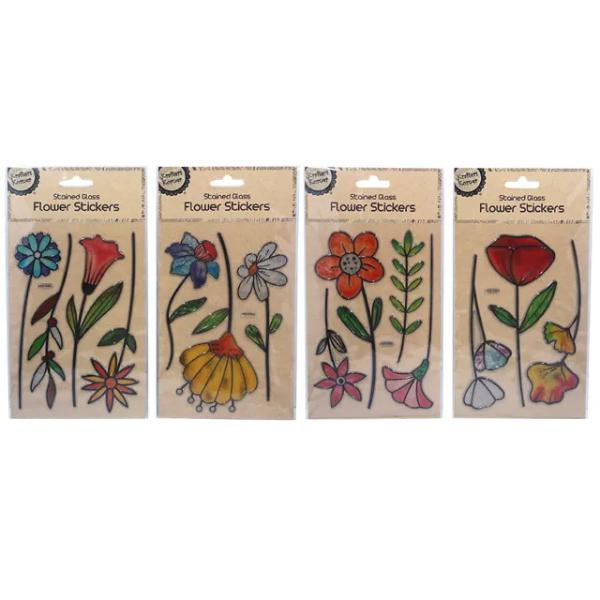 Stained Glass Flower Stickers - 12.5cm x 18.5cm