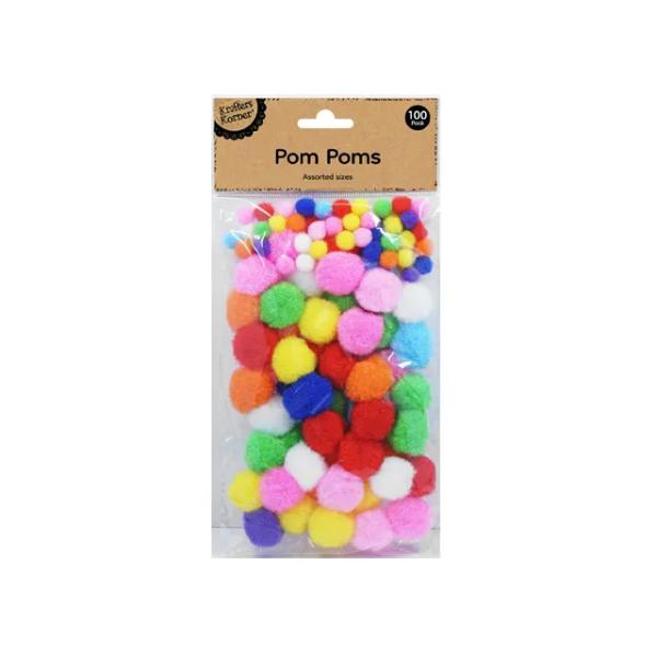 100 Pack Bright Pom Poms