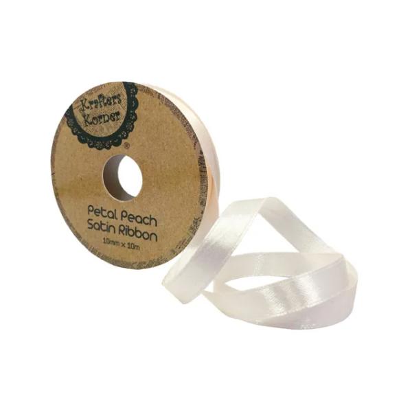Satin Peach Ribbon - 1cm x 10m