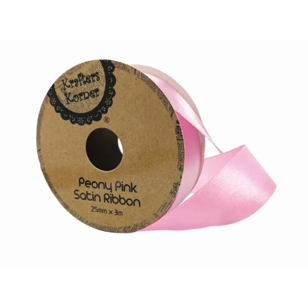 Peony Pink Satin Ribbon - 2.5cm x 300cm