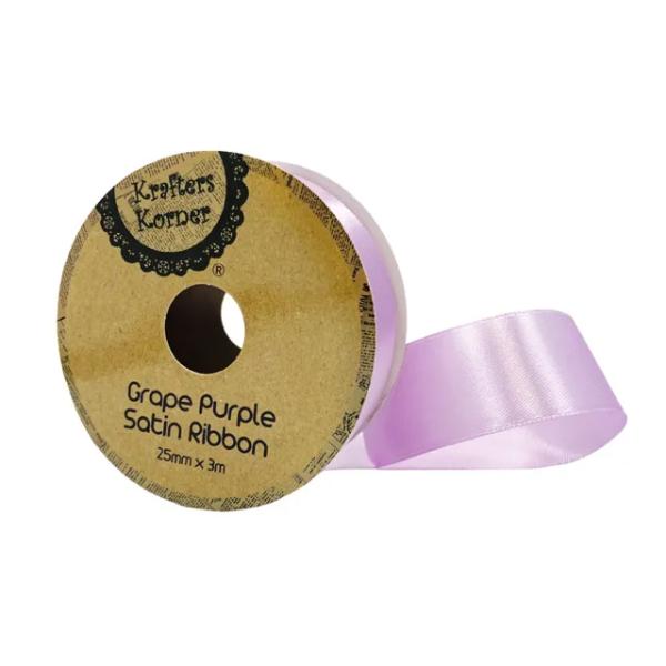 Grape Purple Satin Ribbon - 2.5cm x 300cm