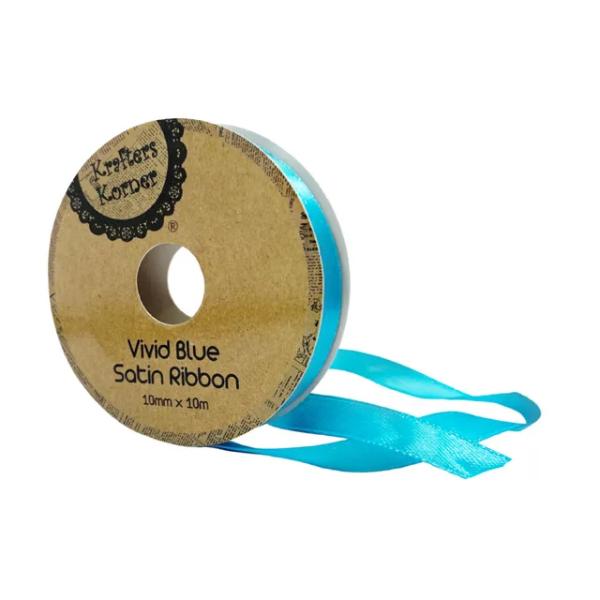 Vivid Blue Satin Ribbon - 1cm x 10m