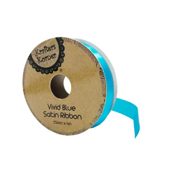 Vivid Blue Satin Ribbon - 1.5cm x 400cm