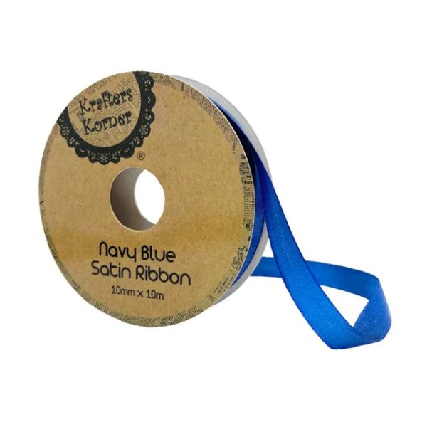 Navy Blue Satin Ribbon - 1cm x 10m