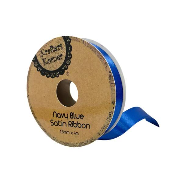 Navy Blue Satin Ribbon - 1.5cm x 400cm